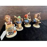 A LOT OF FOUR HUMMEL FIGURES OF CHILDREN AND TWO OTHERS