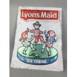 A VINTAGE 'LYONS MAID ICE CREAM' METAL ADVERTISEMENT SIGN