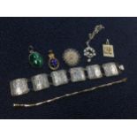 A COLLECTION OF SILVER AND COSTUME JEWELLERY
