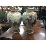 A PAIR OF JAPANESE BALUSTER VASES