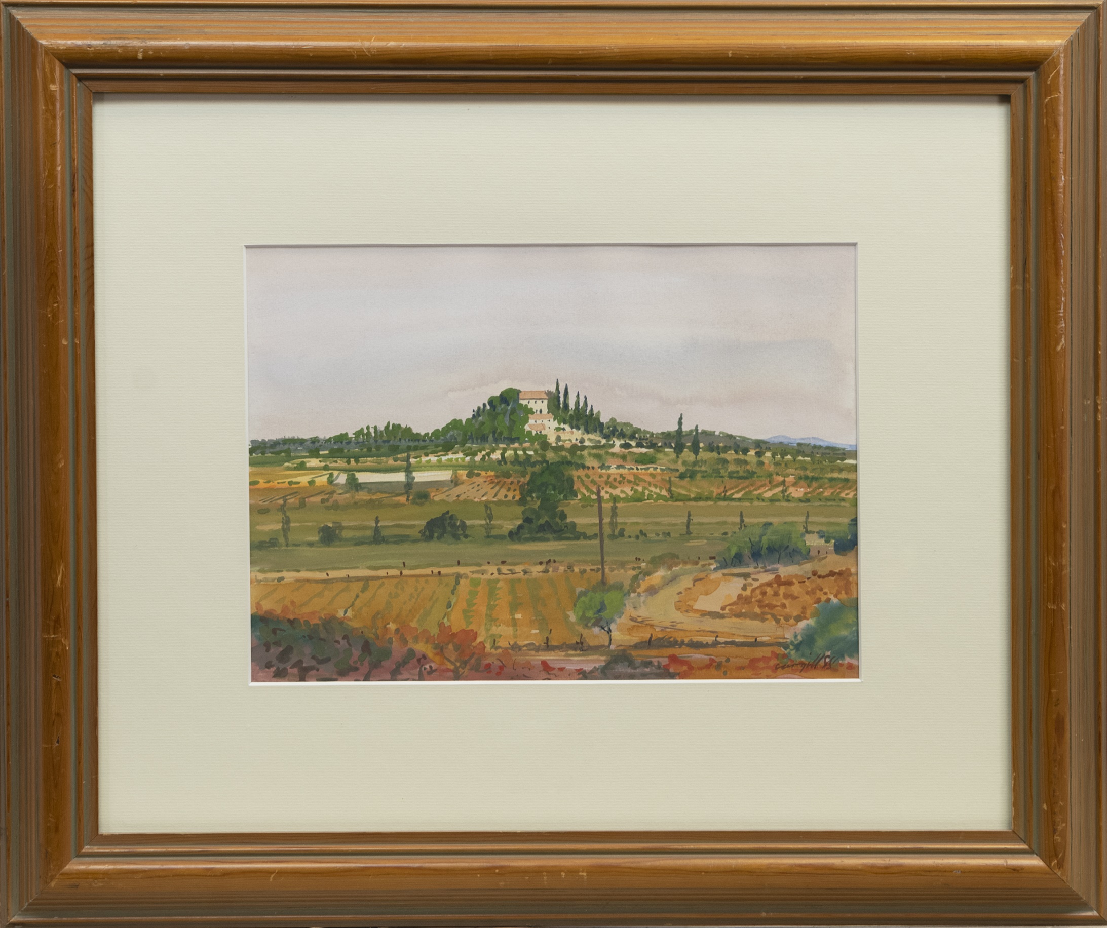 CATALONIAN LANDSCAPE, A GOUACHE BY BOB CARGILL