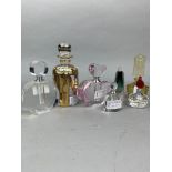 A LOT OF SEVEN GLASS PERFUME BOTTLES