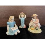 A ROYAL DOULTON AGE OF INNOCENCE FIGURE OF 'MAKING FRIENDS' AND TWO OTHERS