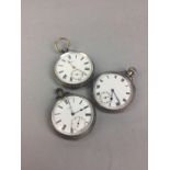 A LOT OF THREE SILVER POCKET WATCHES