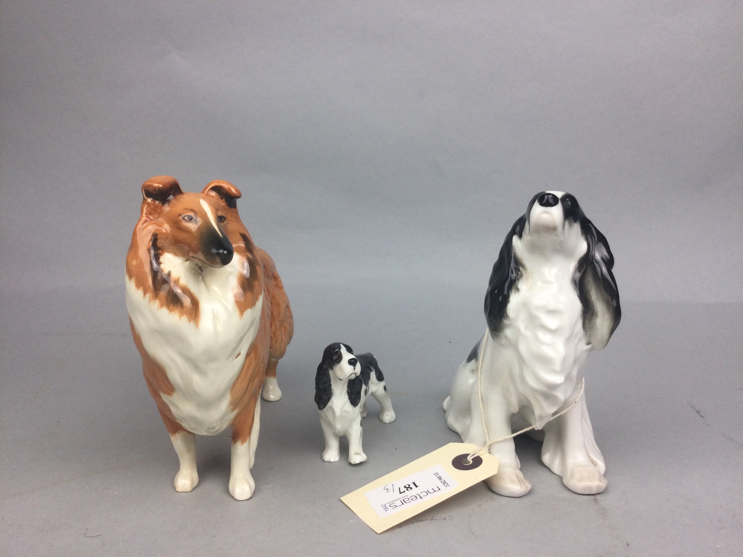 A LOT OF THREE DOG FIGURES INCLUDING BESWICK AND ROYAL WORCESTER