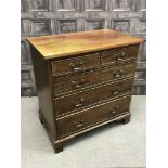 A 19TH CENTURY MAHOGANY CHEST OF TWO SHORT OVER THREE LONG DRAWERS