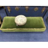 A VICTORIAN HEARTH STOOL AND A FOOTSTOOL