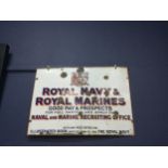 AN ENAMELLED ROYAL NAVY & MARINES RECRUITMENT SIGN