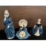 A ROYAL DOULTON FIGURE OF 'PENSIVE MOMENTS' AND THREE OTHERS