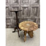 A CARVED OCCASIONAL TABLE AND A MAHOGANY WINE TABLE