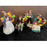 A ROYAL DOULTON FIGURE OF 'THE BALLOON MAN' AND FOUR OTHERS