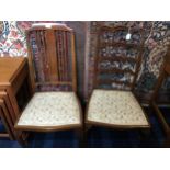 A LOT OF TWO INLAID MAHOGANY SINGLE CHAIRS