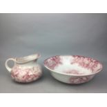 A VICTORIAN WASH BASIN AND EWER