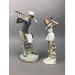TWO LLADRO FIGURES OF GOLFERS