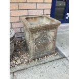 A PAIR OF STONE GARDEN PLANTERS