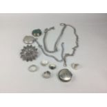 A COLLECTION OF SILVER AND OTHER JEWELLERY