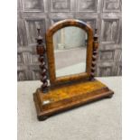 A VICTORIAN BURR WALNUT DRESSING TABLE MIRROR