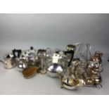 A SILVER PLATED FOUR PIECE TEA SERVICE AND OTHER VARIOUS PLATED WARE