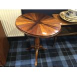 A WALNUT AND PARQUETRY OCCASIONAL TABLE AND ANOTHER