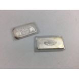 A PATRICK MINT SILVER ONE OUNCE INGOT AND ANOTHER