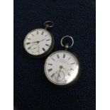 TWO SILVER CASED POCKET WATCHES