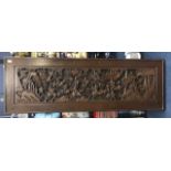 A 20TH CENTURY CHINESE CARVED WOOD WALL PANEL