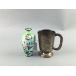 A CHINESE CLOISONNE VASE, PAIR OF EWERS AND A SHIP IN A BOTTLE