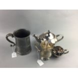 A SILVER PLATED PART TEA SERVICE AND OTHER PLATED WARE