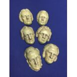 A SET OF SIX CZECH CERAMIC PORTRAIT MASKS OF COMPOSERS