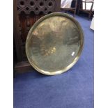 A LOT OF TWO EASTERN BRASS CIRCULAR TRAYS