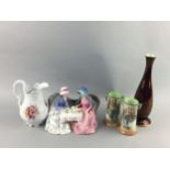A ROYAL DOULTON FIGURE GROUP OF AFTERNOON TEA AND OTHER CERAMICS