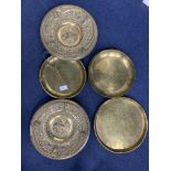 A PAIR OF VICTORIAN CAST BRASS WALL PLATES AND OTHERS