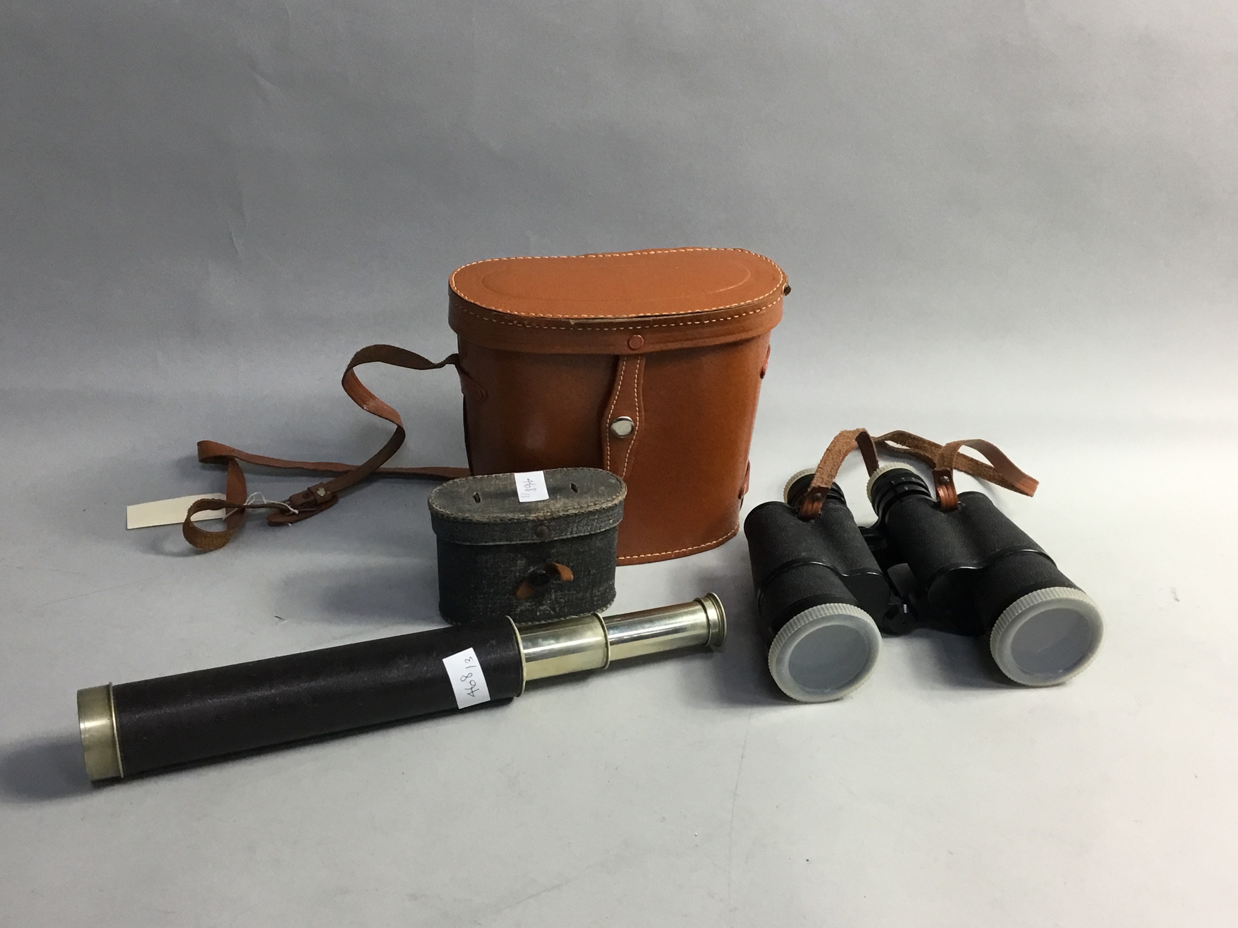 A PAIR OF BINOCULARS, TELESCOPE AND OTHER BINOCULARS