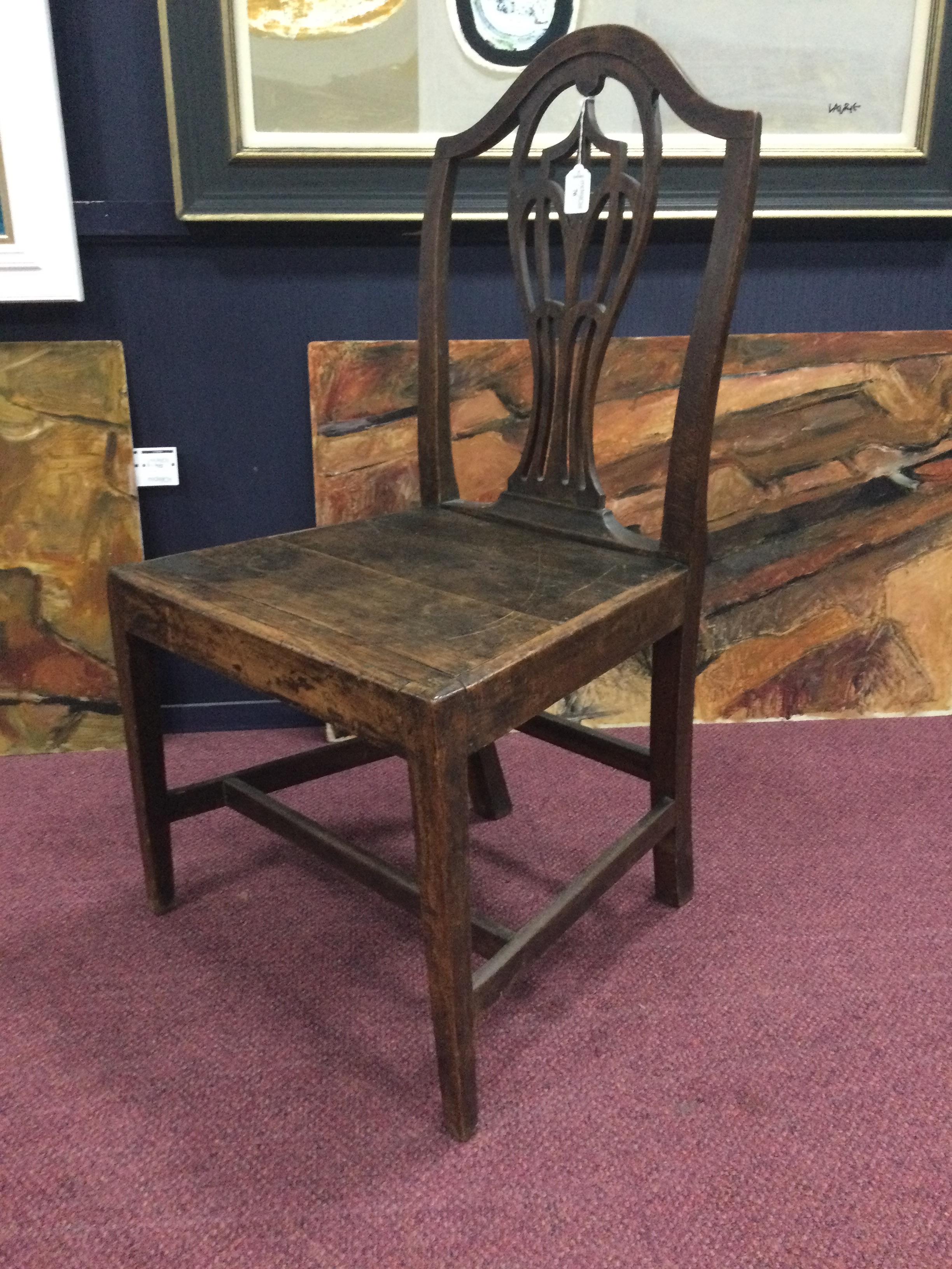 A GEORGE III OAK SINGLE CHAIR