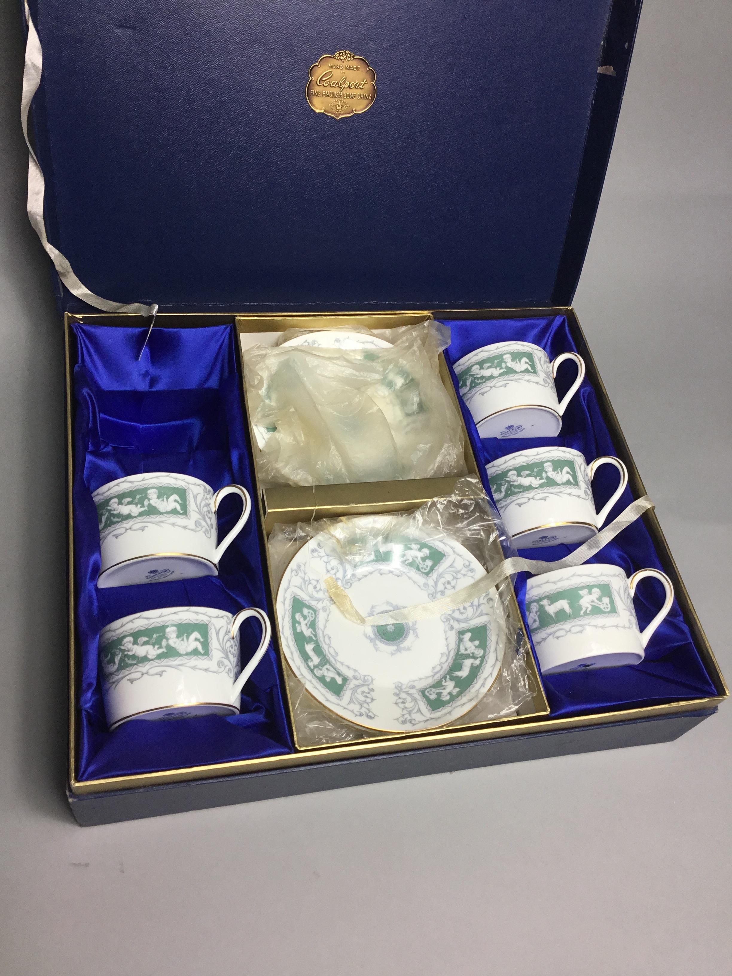 A SHELLEY PART TEA SERVICE AND A COALPORT PART TEA SERVICE IN FITTED BOX - Image 2 of 2