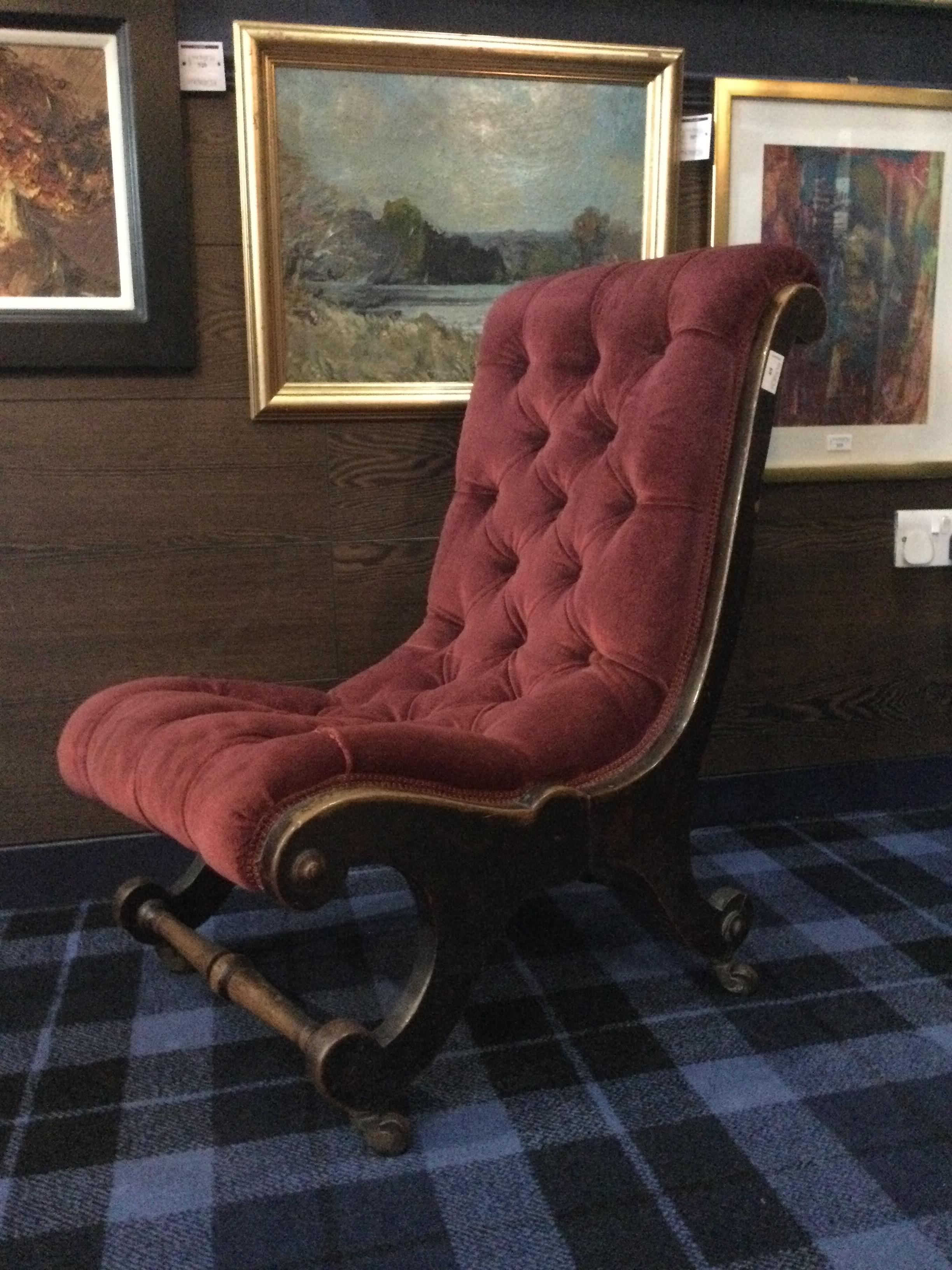 A VICTORIAN BUTTON BACK NURSING CHAIR