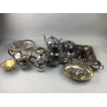 A SILVER PLATED TEA AND COFFEE SERVICE AND OTHER SILVER PLATED WARE