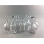 A COLLECTION OF SEVEN VICTORIAN AND LATER GLASS CARAFES