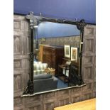 A LATE VICTORIAN EBONISED OVERMANTEL MIRROR