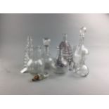 A 19TH CENTURY CONTINENTAL GLASS CARAFE AND OTHER GLASSWARE