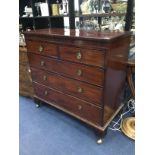 A 19TH CENTURY MAHOGANY CHEST OF DRAWERS