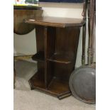 A STAINED WOOD BOOK TABLE AND AN OAK TABLE