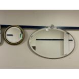 A MAHOGANY FRAMED OVAL WALL MIRROR, OTHER MIRRORS AND PICTURES AND PRINTS