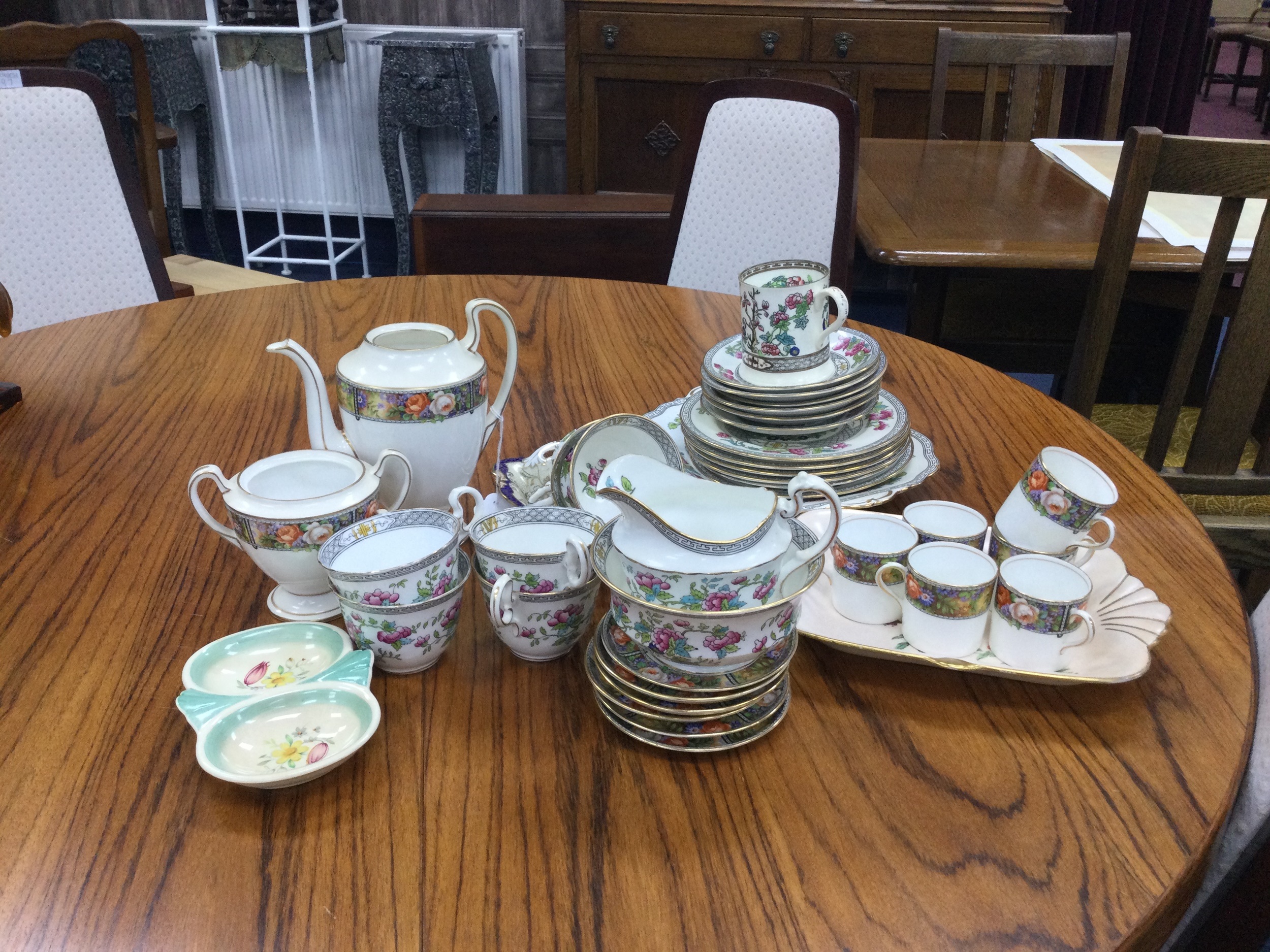AN AYNSLEY PART COFFEE SERVICE AND OTHER CERAMICS