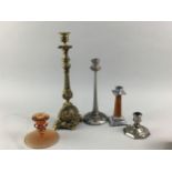 A COLLECTION OF FIVE CANDLESTICKS