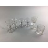 A PAIR OF REGENCY PORT GLASSES AND OTHER PORT GLASSES