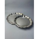 A SILVER PLATED PAUL MCSTAY TESTIMONIAL SALVER, ALONG WITH ANOTHER