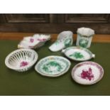 A COLLECTION OF SEVEN HEREND PORCELAIN ITEMS