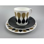 A SUSIE COOPER DIABLO PATTERN PART COFFEE SERVICE ALONG WITH WEDGWOOD NURSERY WARE