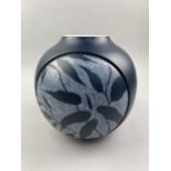 A DENBY LIMITED EDITION BAMBOO PATTERN SPIRIT BLUE VASE